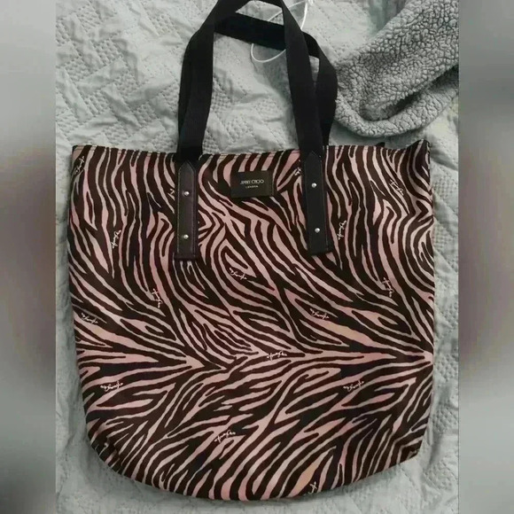 Jimmy Choo pink candice zebra bag set 2 pieces